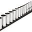 Set llaves vaso 12 puntos riel 15 pzas 1/4-1pulg