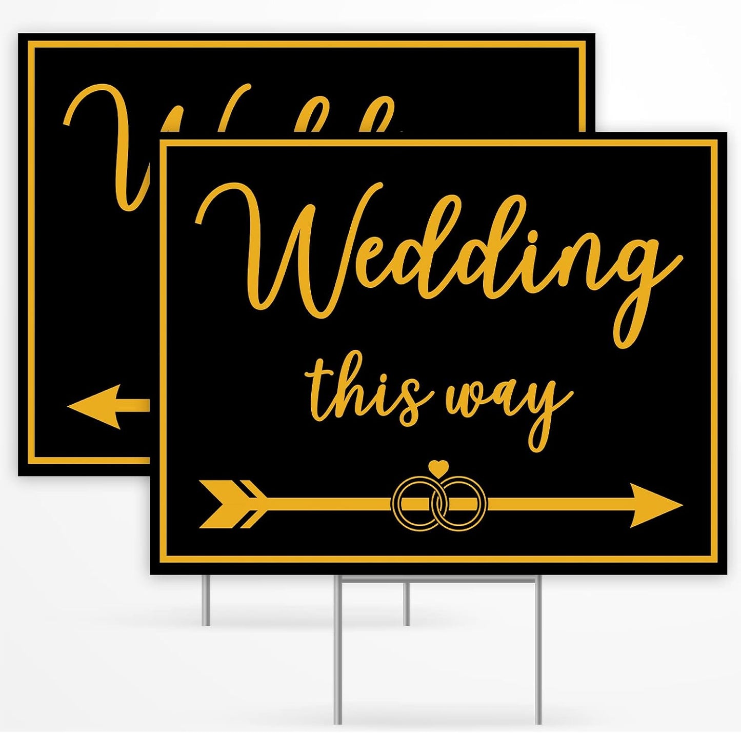 2 Carteles Boda Plástico 17x13" Flechas