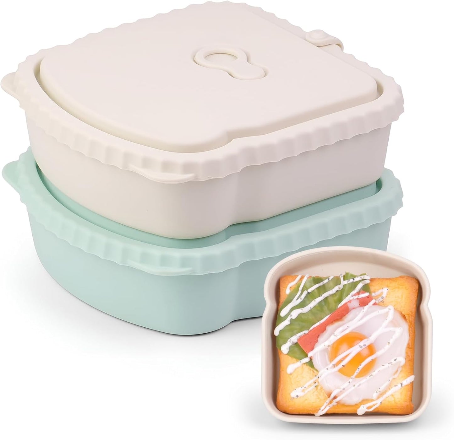 2 Pzas Recipientes Silicona Tapa Hermética Reutilizables Sin BPA