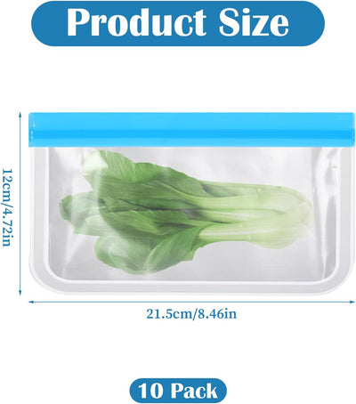Bolsas reutilizables para alimentos con cremallera 10 pzas