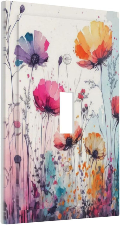 Placa interruptor flor acuarela 1 gang decorativa