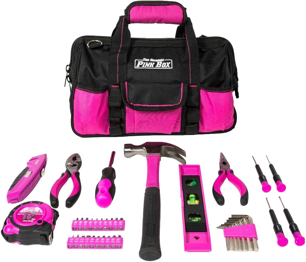 Set 40 Pzas Herramientas Bolsa Color Rosa
