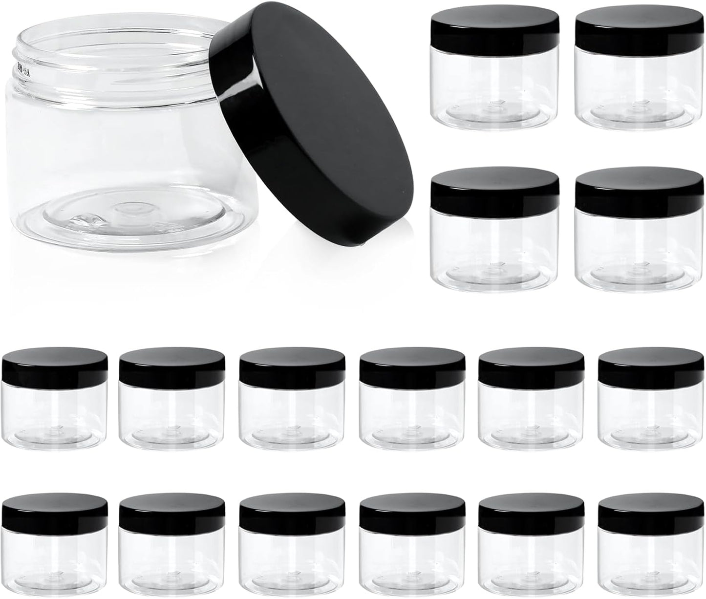 16 Recipientes Plástico Transparente 5oz con Tapas Viaje Cosméticos