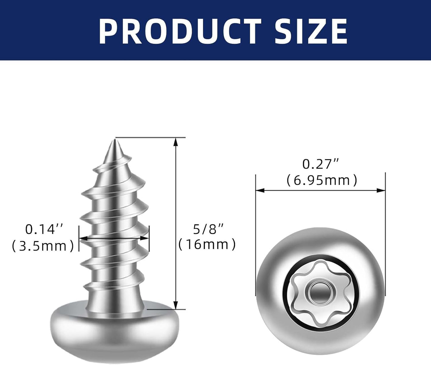 Tornillos Torx T15 #6x5/8" acero inox antirobo 50 pzas