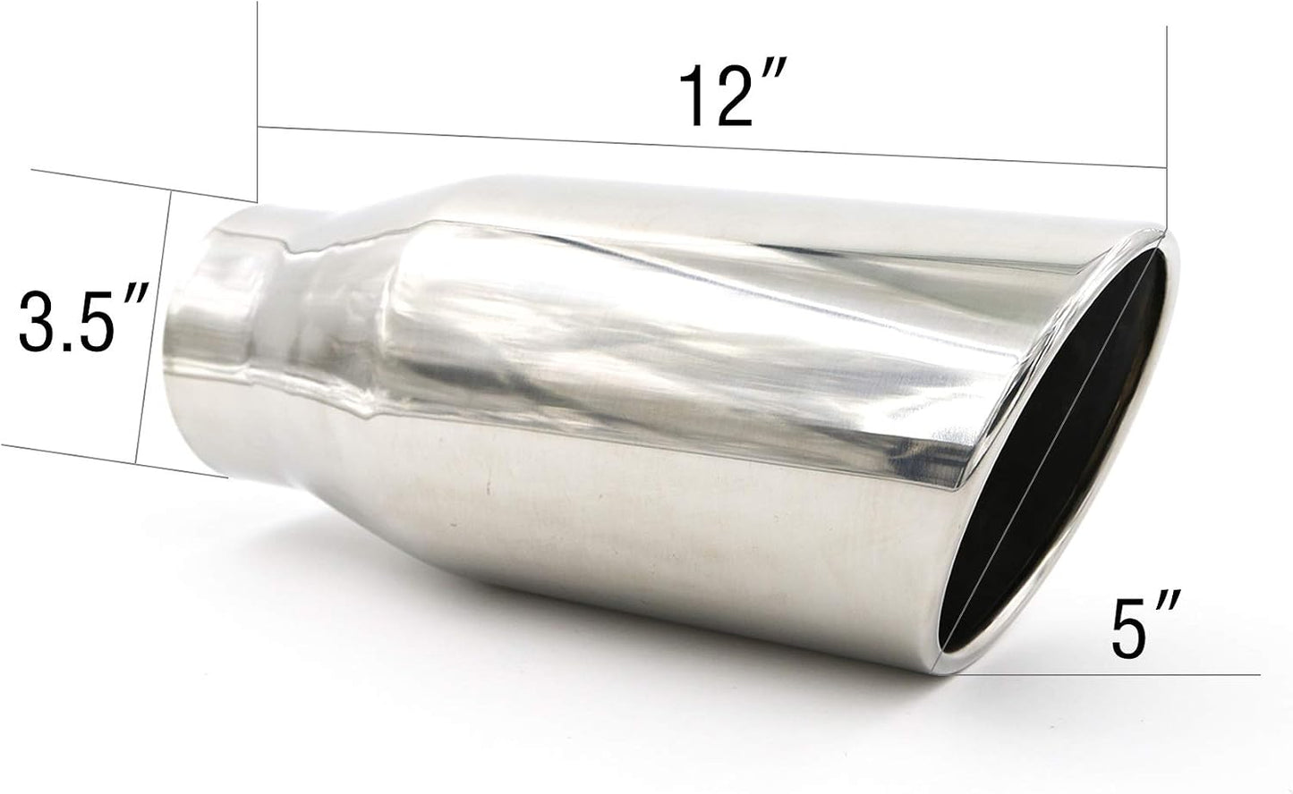 Punta escape acero inox 3.5x5pulg con borde laminado