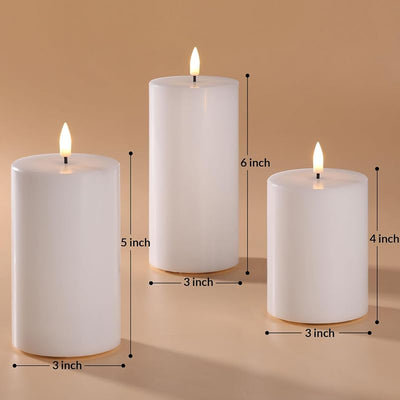 Velas pilar LED parpadeantes batería control remoto set 3