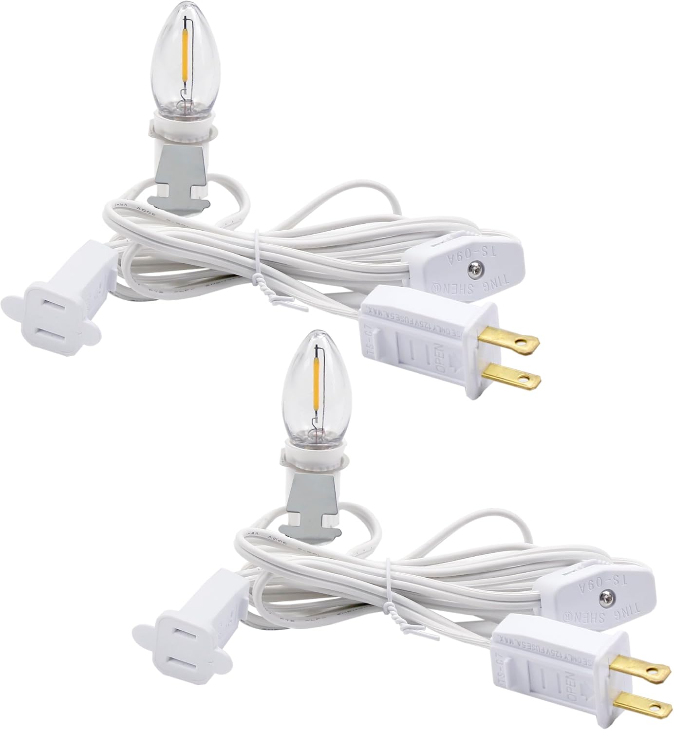 2 Cables LED C7 6ft con enchufes para Halloween y navideño
