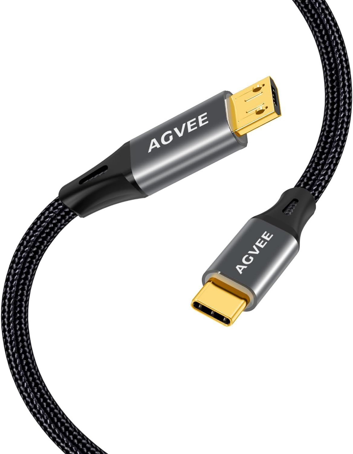 Cable USB-C a Micro USB 6.6ft chapado oro para PS4 Kindle