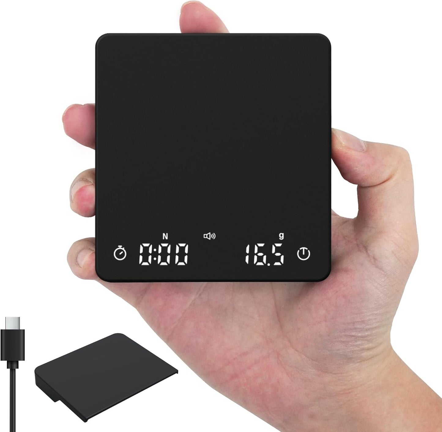 Báscula café recargable sincronización automática 4.4lbs negro