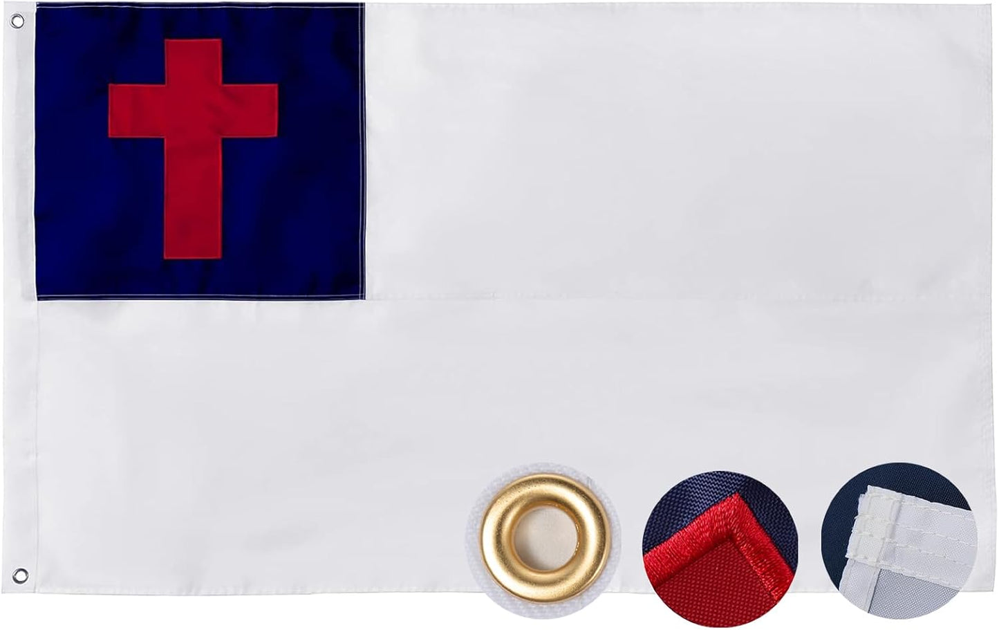 Bandera cristiana 3x5ft con ojales latón para decoración