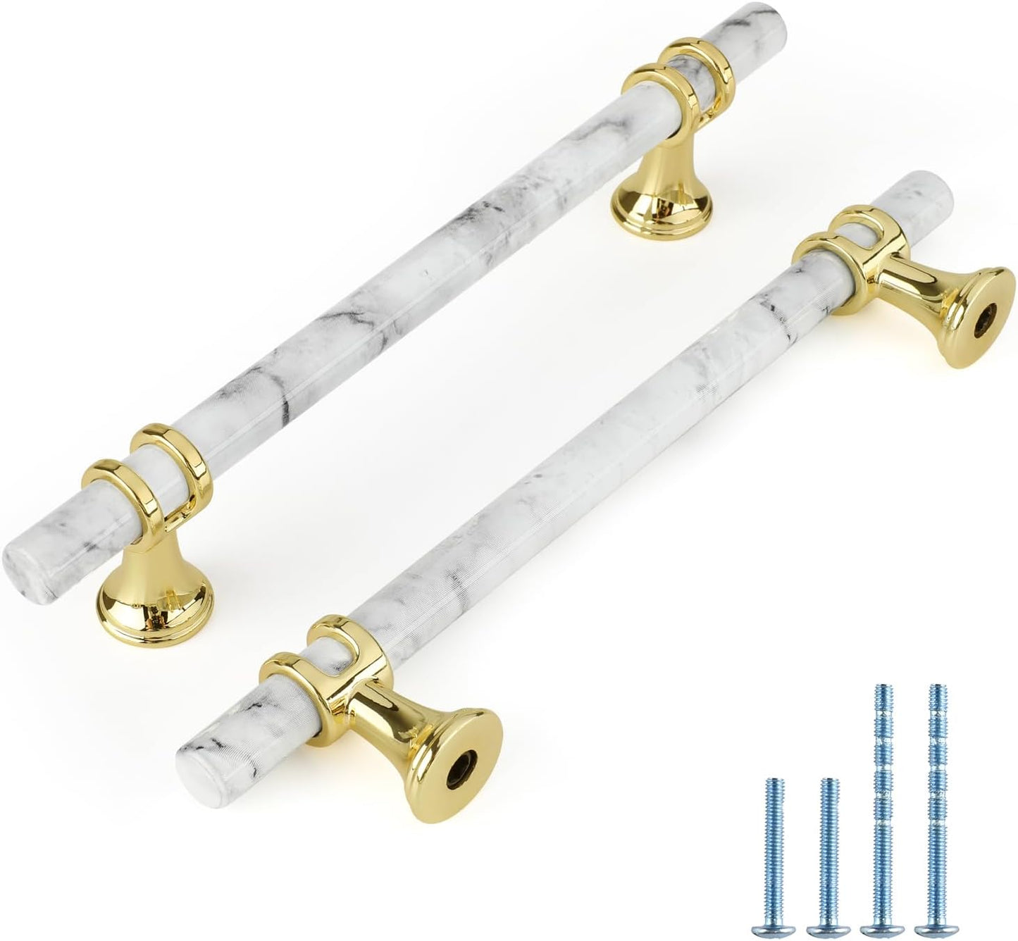 Tiradores alacena mármol 10pzas blanco dorado 5pulg T