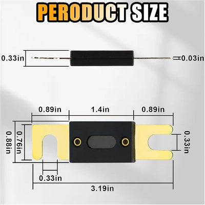 6 Pzas Fusible ANL 300A Chapado Oro 32V para Vehículos
