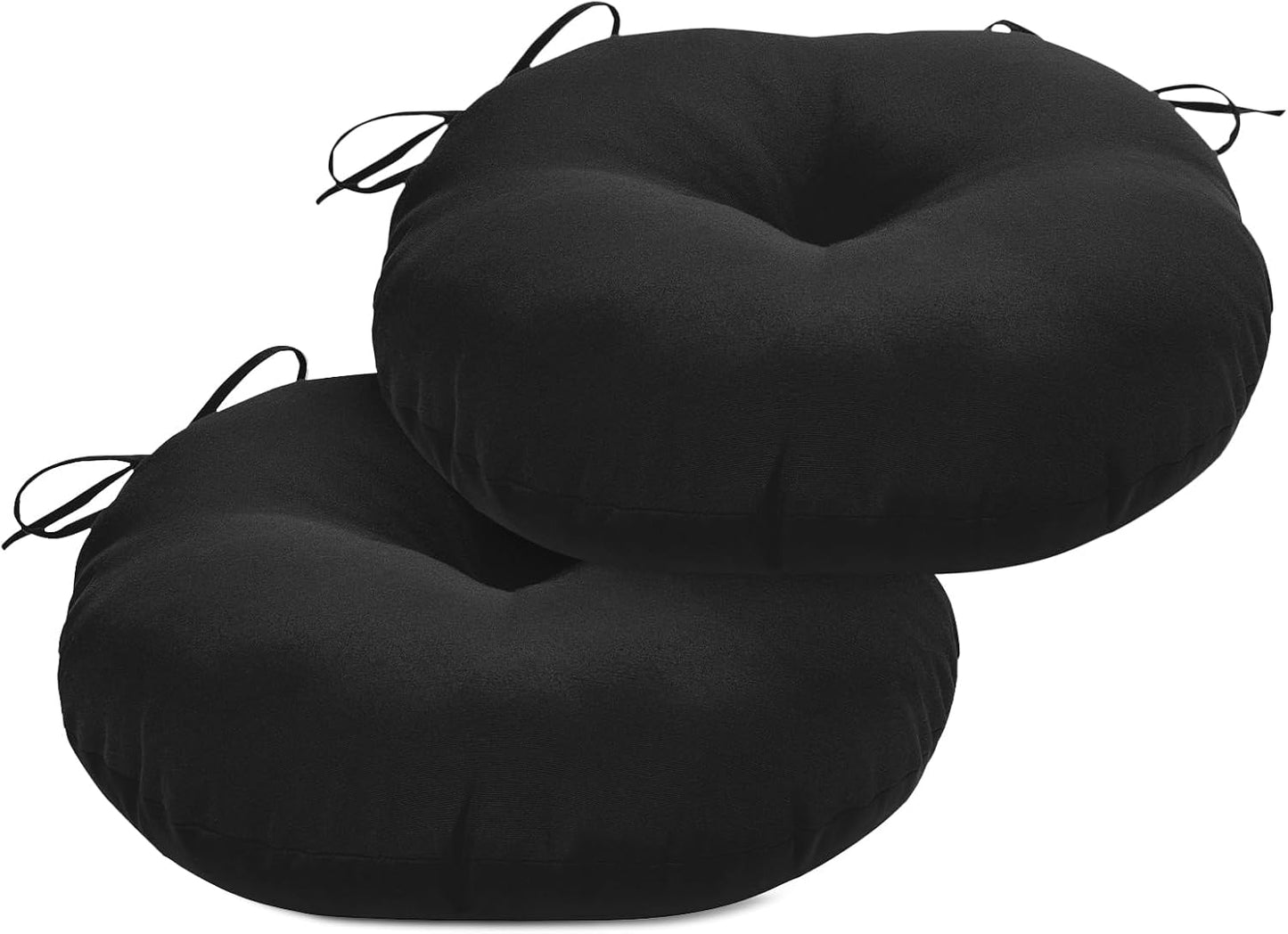 Cojines redondos para sillas exterior 15x15" negro set 2