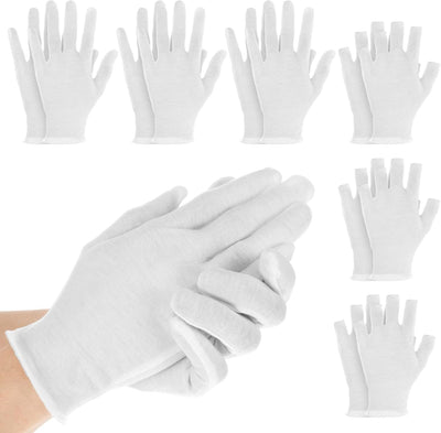 6 Pares Guantes Algodón Finos Talla Única Sin Dedos