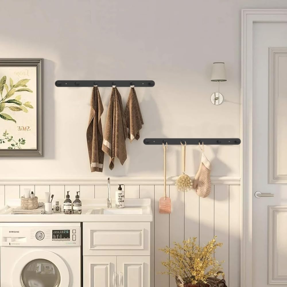 2 Pzas Perchero Pared 6 Ganchos Acero Inox 16"