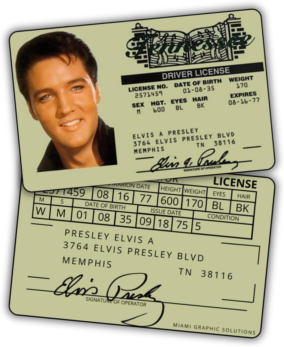 Tarjeta identificación plástica Elvis Presley doble cara