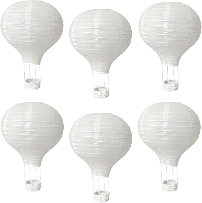 6 Faroles Papel Blanco 12pulg Decorativos Colgantes