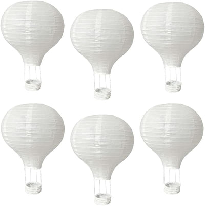 6 Faroles Papel Blanco 12pulg Decorativos Colgantes