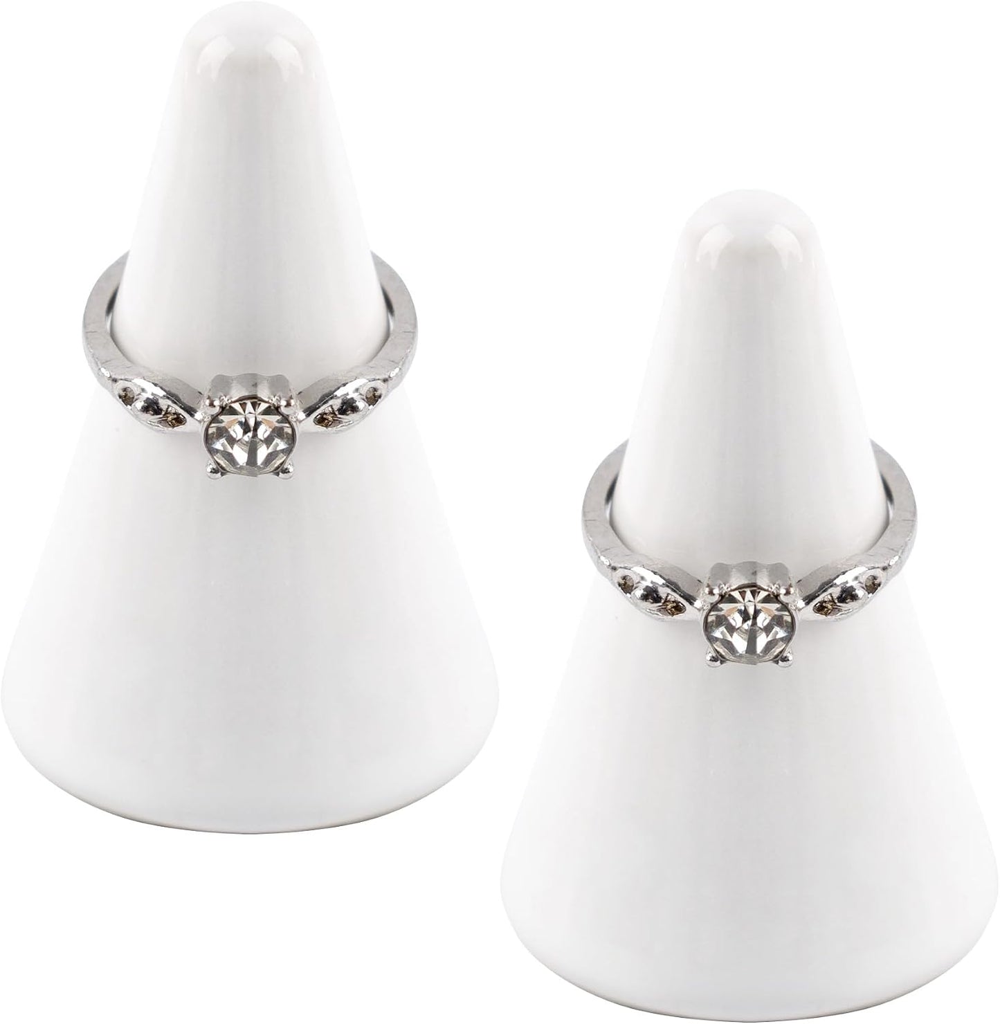 Soporte anillo cerámica torre joyería boda 2 pzas