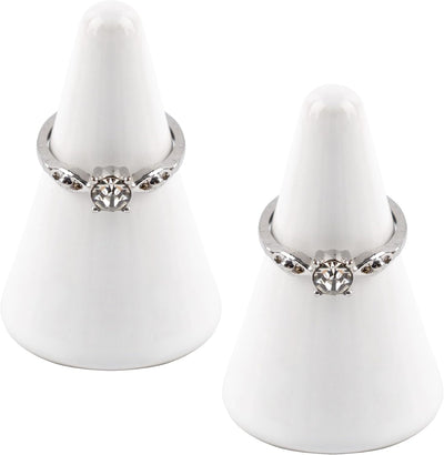 Soporte anillo cerámica torre joyería boda 2 pzas