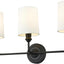 Vanidad interior 3 luces negro mate pantalla tela blanca