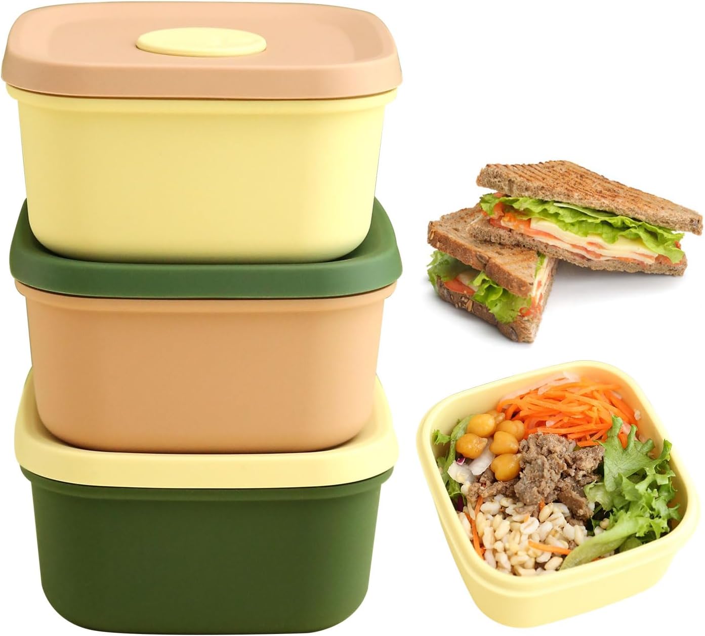 3 Pzas Contenedores Silicona 10.1oz Sin BPA con Tapa