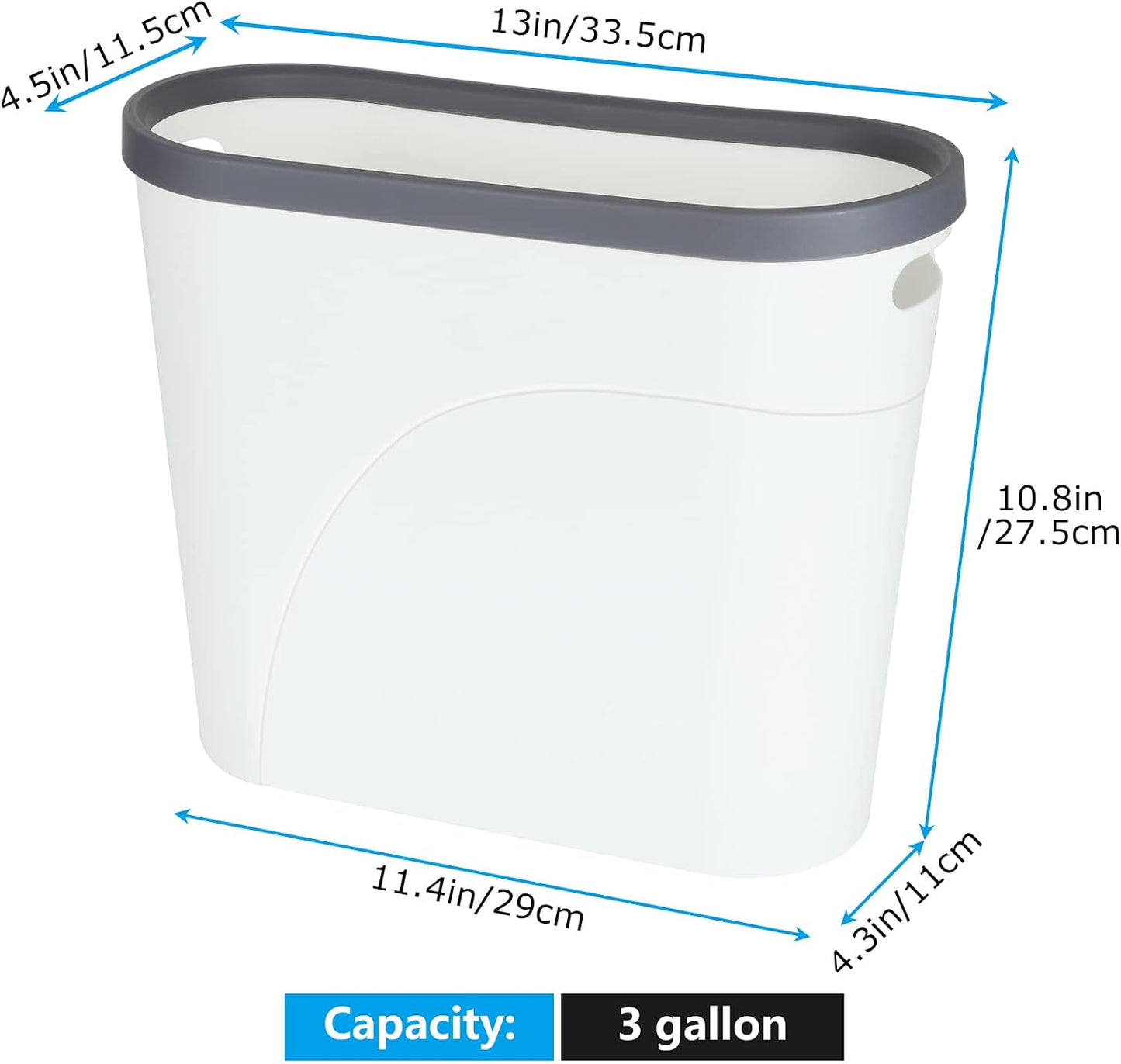 3 Pzas Cubo Basura Plástico 3gal con Asas Rectangular