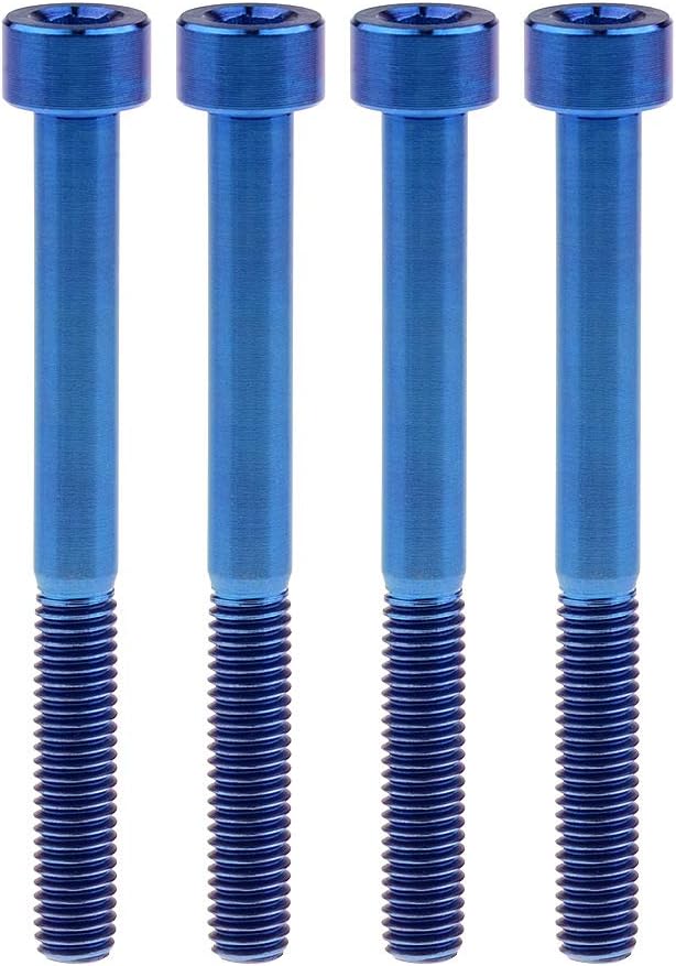 Tornillos Allen M5x50mm para bicicleta pack 4 azul