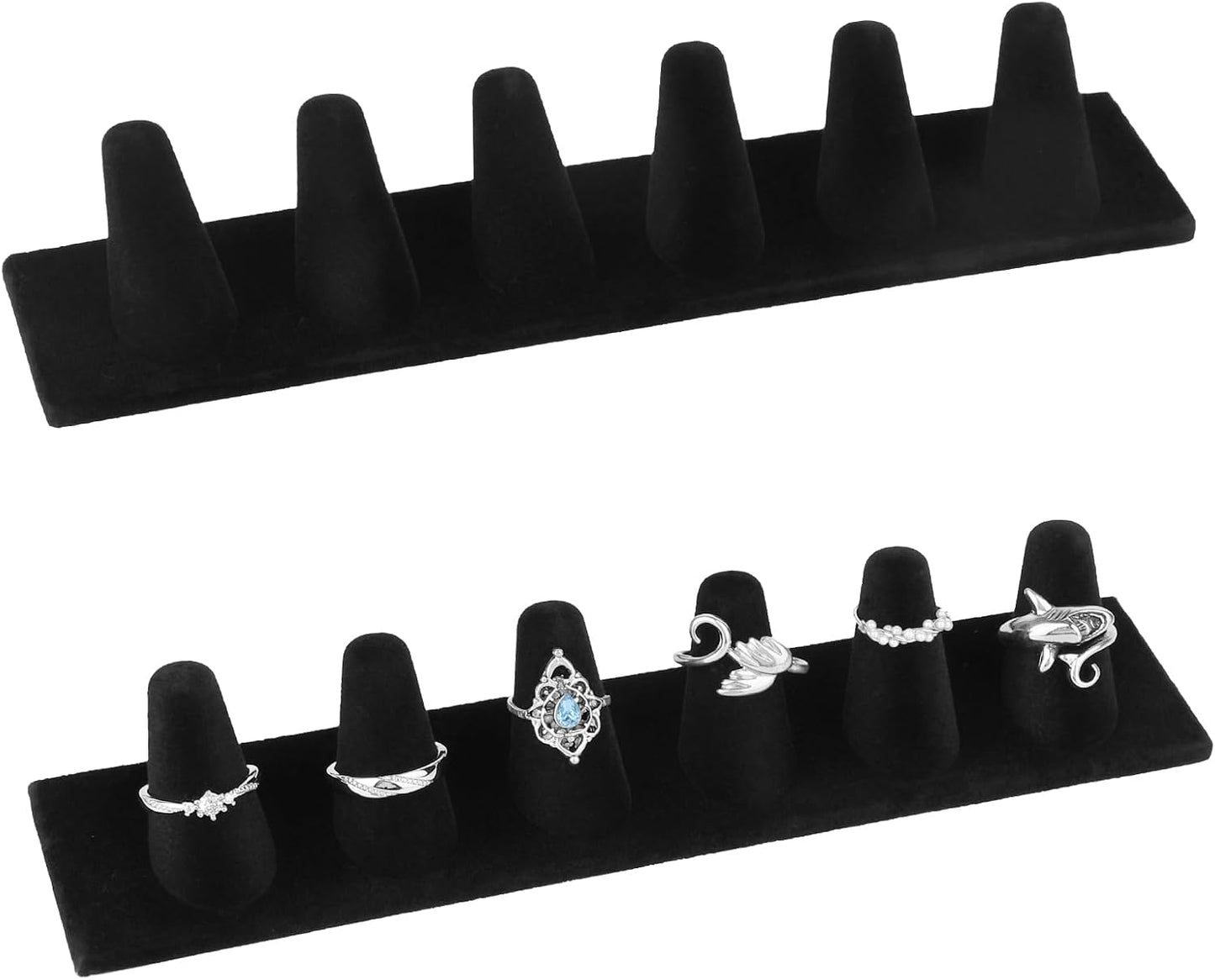 2 Pzas Soporte Anillo Terciopelo Negro Organiz. Joyas