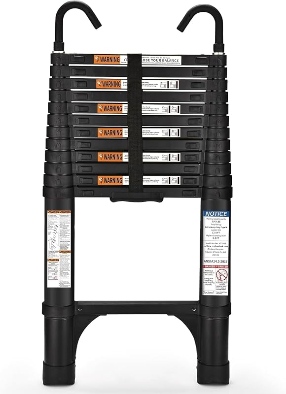 Escalera telescópica aluminio 12.5ft 330lb plegable con