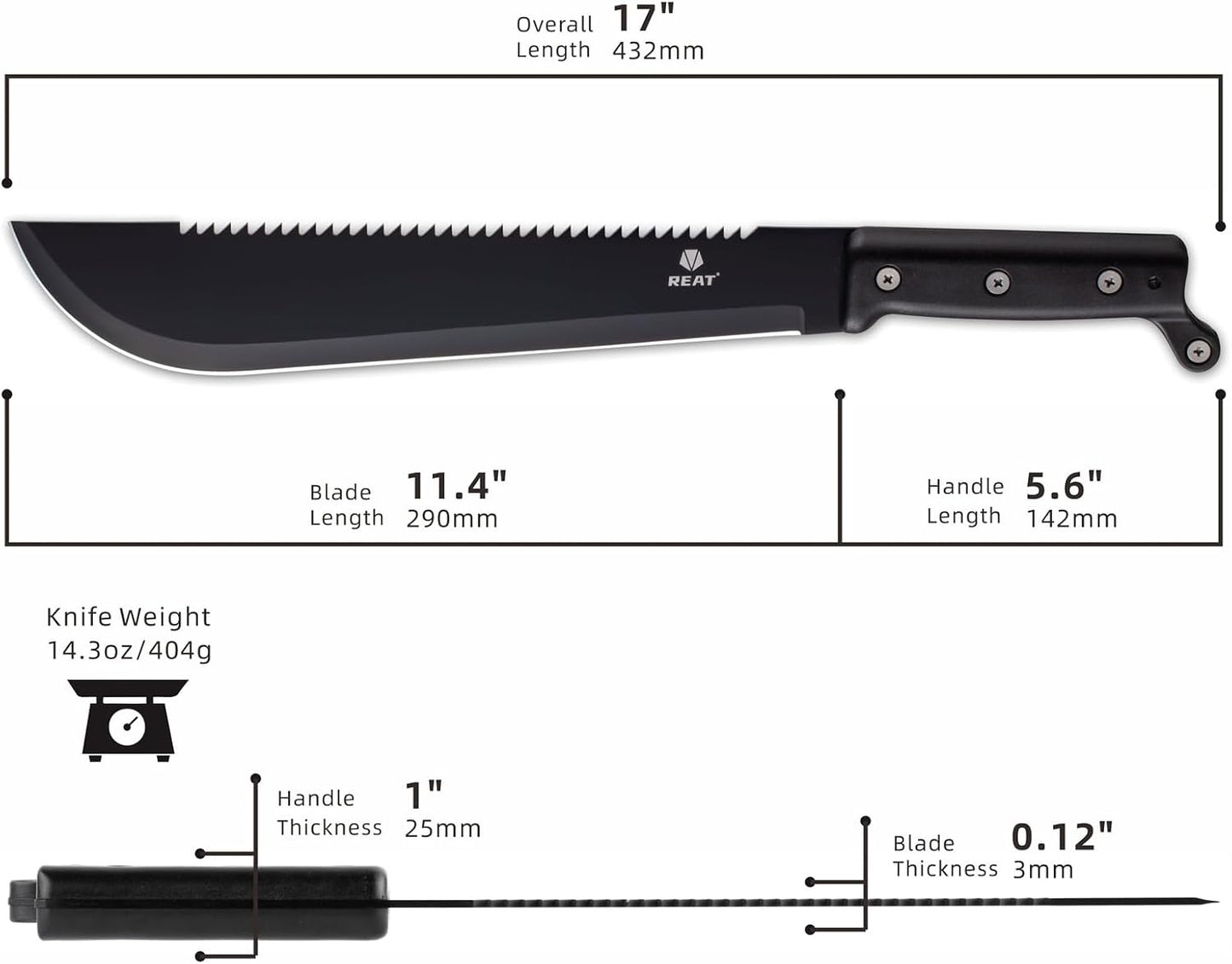 Machete sierra hoja fija 17 espiga mango antideslizante