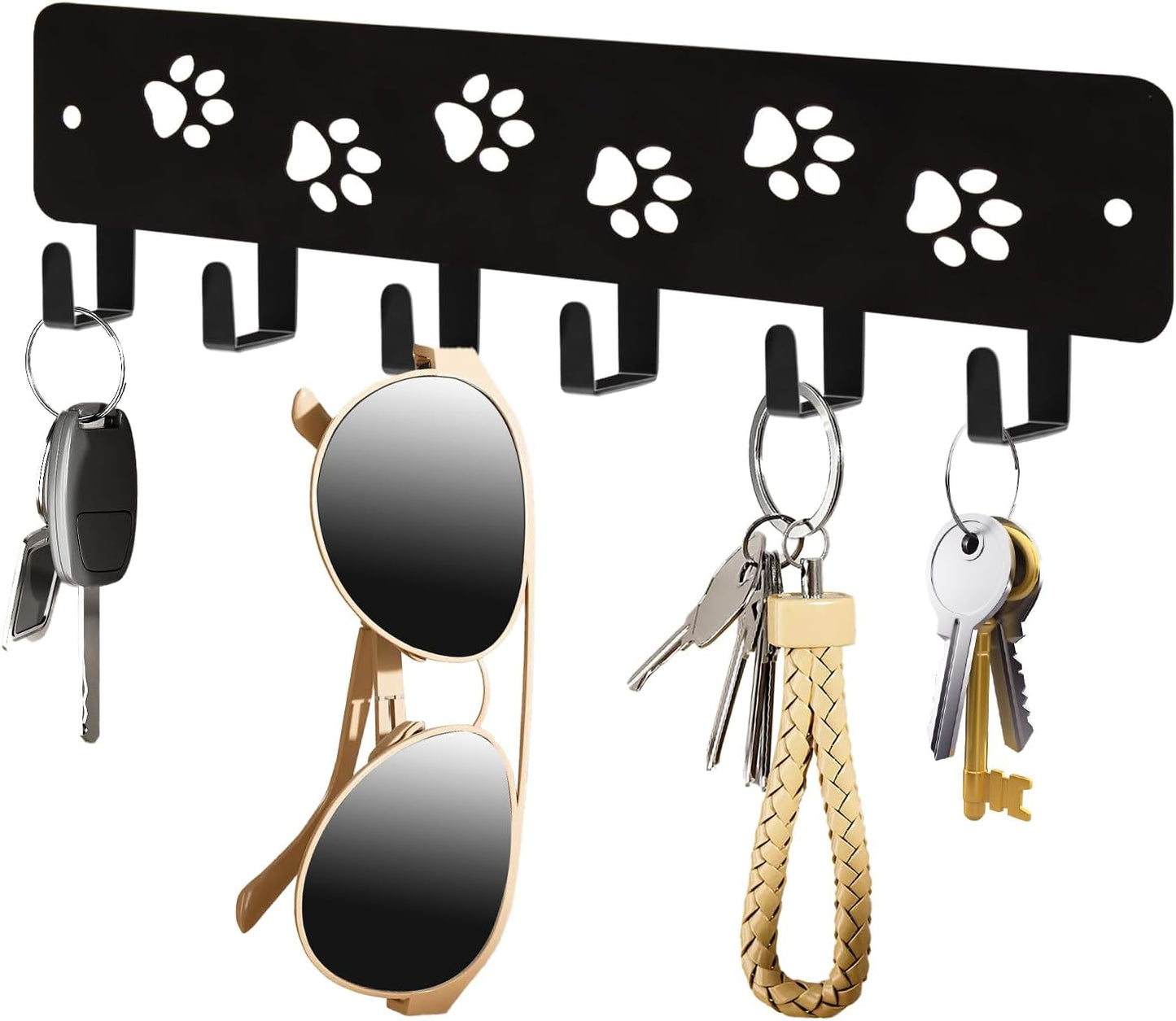 6 Ganchos Negros Adhesivos para Llaves Decorativos