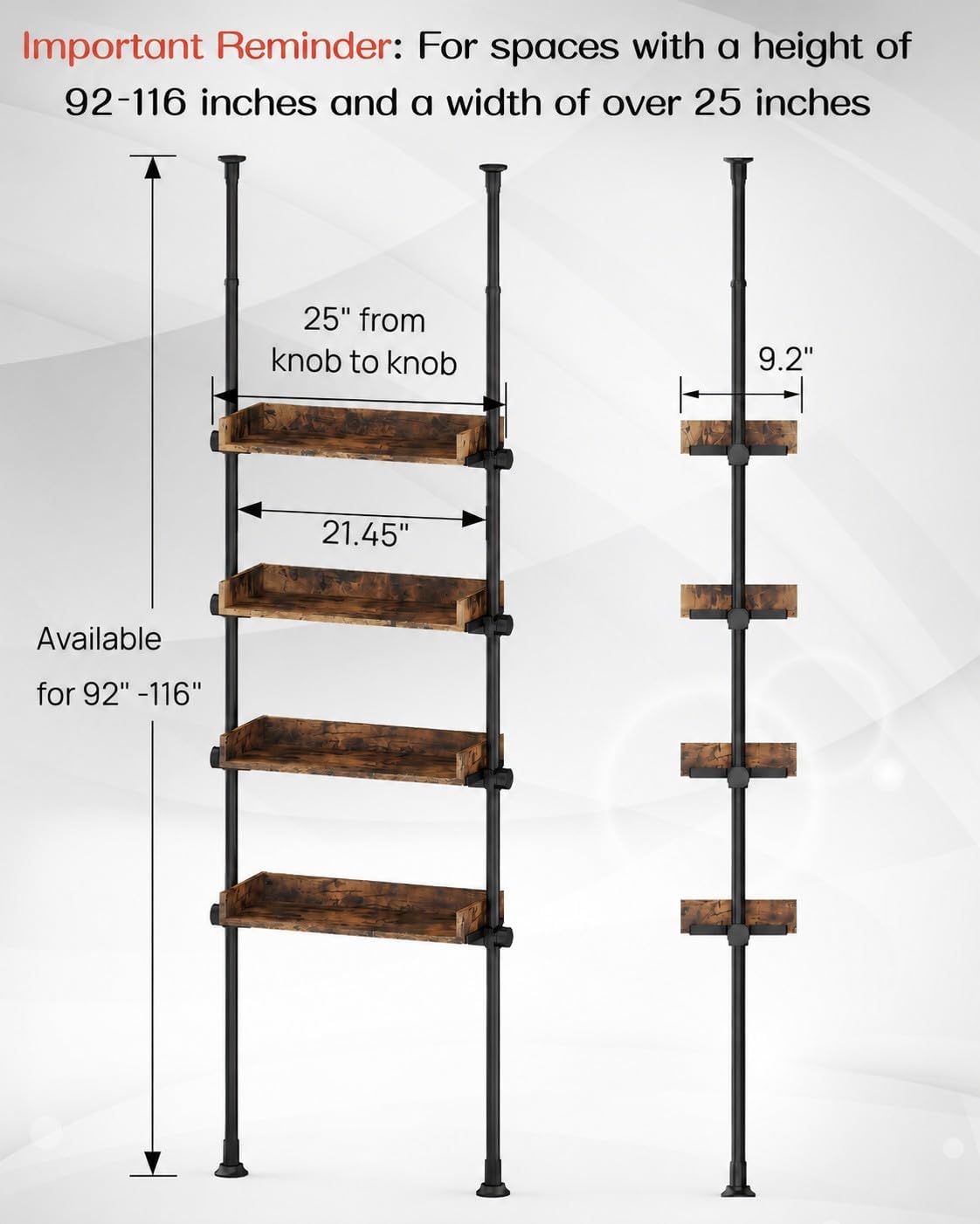 Organiz. baño estantes madera 4 niveles 92-116"