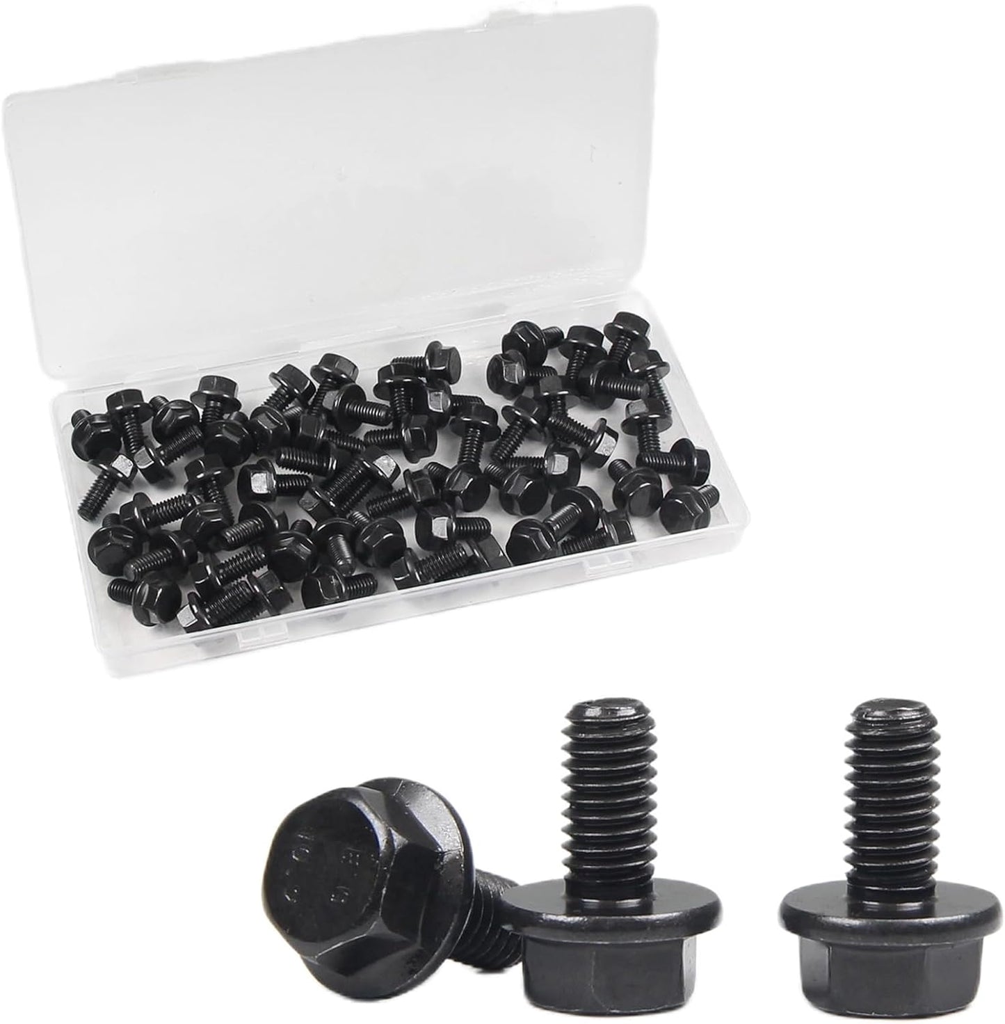 Tornillos hexagonales m6-1.0x12mm brida negro clase 10.9