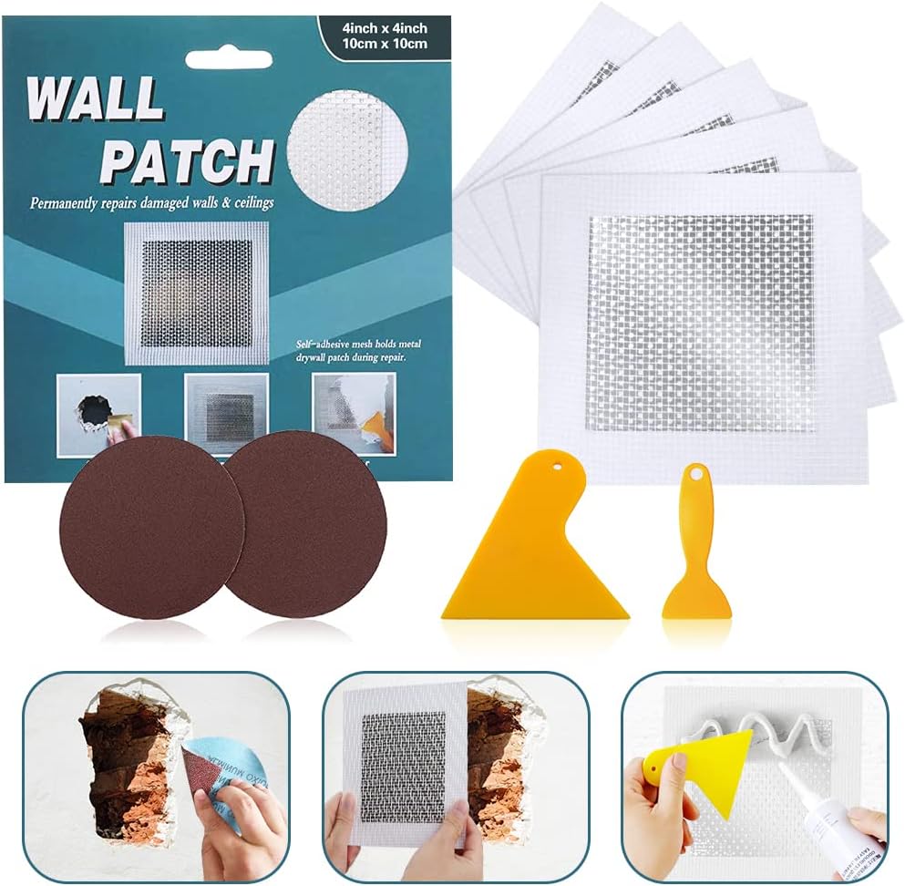 Parche reparación yeso 4x4pulg kit 5 pzas autoadhesivo