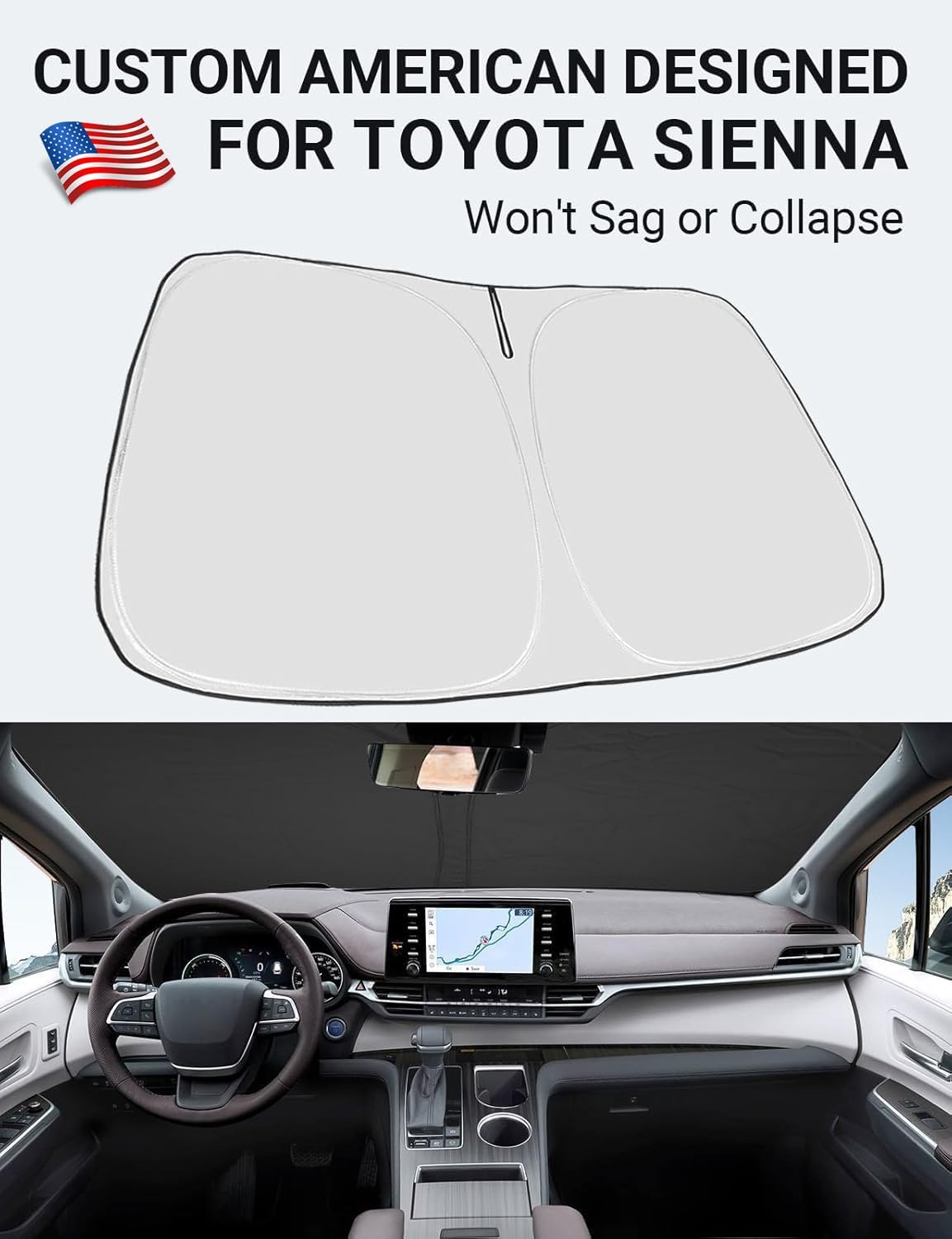Parasol frontal plegable Sienna Mini Van 21-26 bloquea UV