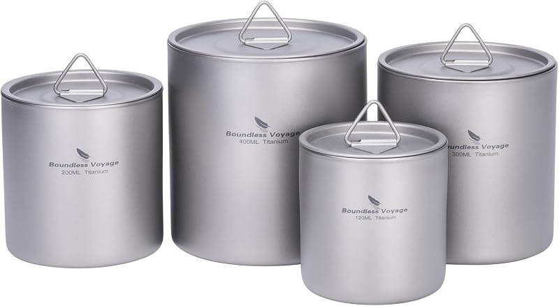 Tazas titanio doble pared apilables té café set 4