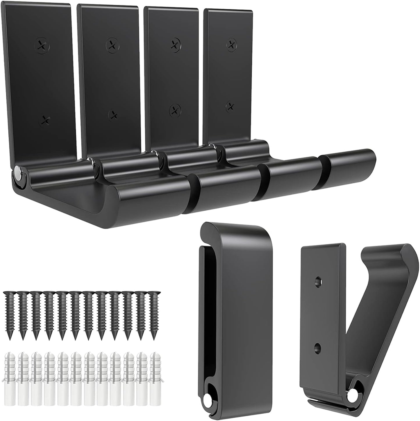 6 Ganchos Plegables Negro Aluminio para Auriculares