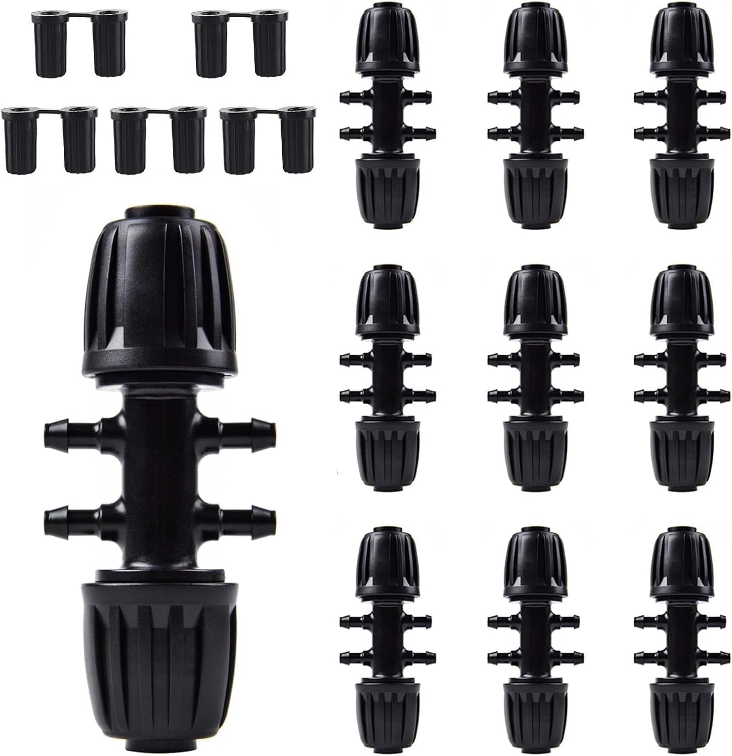 10 Pzas Tubo Riego 1/2 a 1/4 pulg Anti-caída Conector Hembra PE