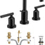 Grifo lavabo baño 2 manijas arco alto 3 agujeros negro