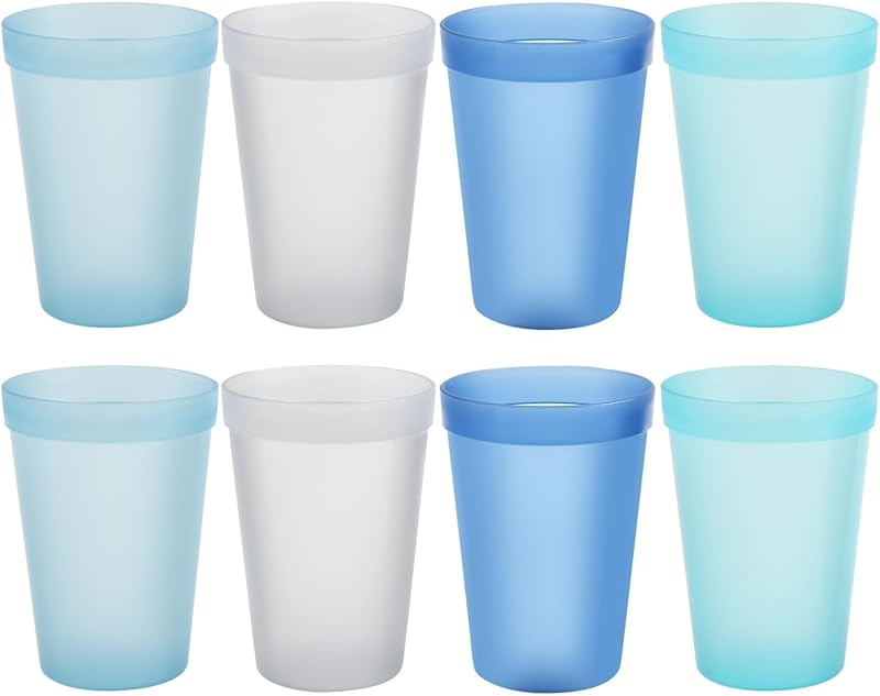 8 Pzas Vasos Plástico 15.2oz Reutilizables Sin BPA Translúcidos