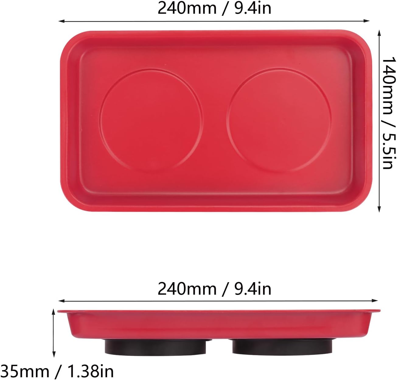 5 Bandejas Magnéticas Herramientas 9.4x5.5pulg Rojo