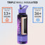 Botella térmica acero inox con pajilla color morado 1180ml