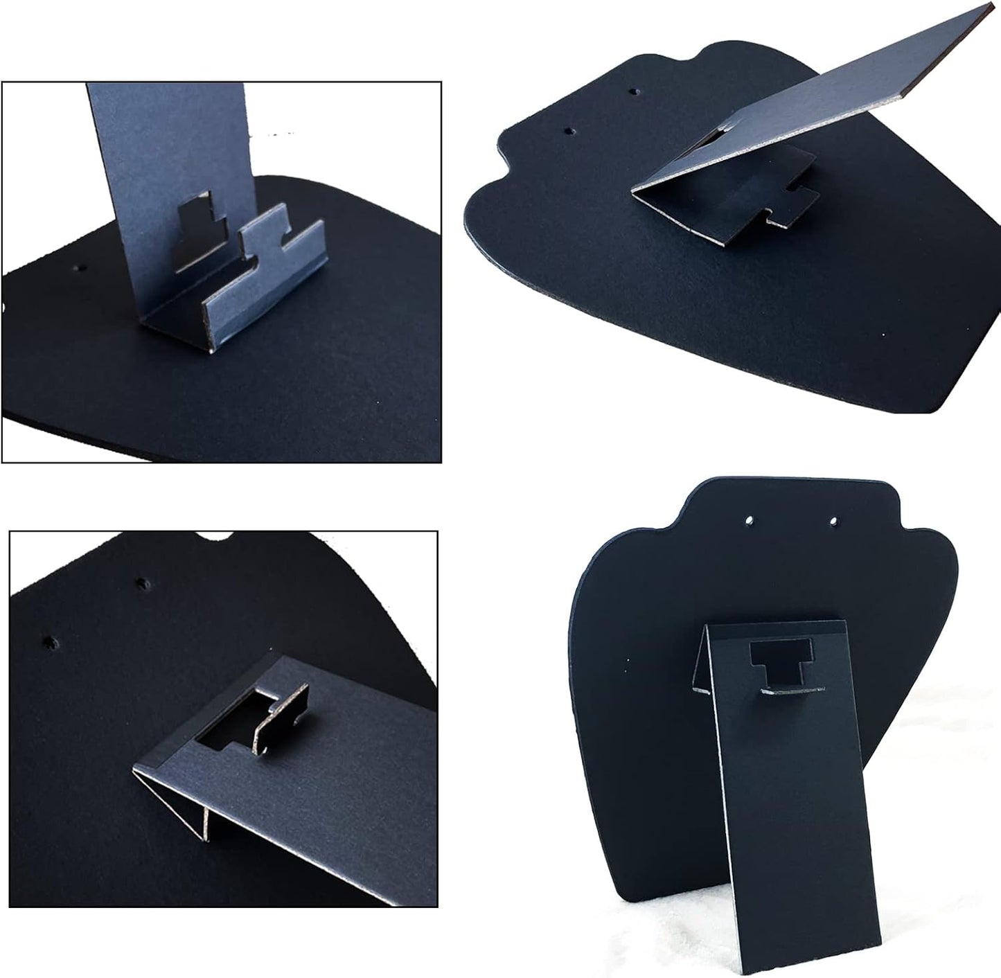 Soporte plegable terciopelo negro para collar y joyas