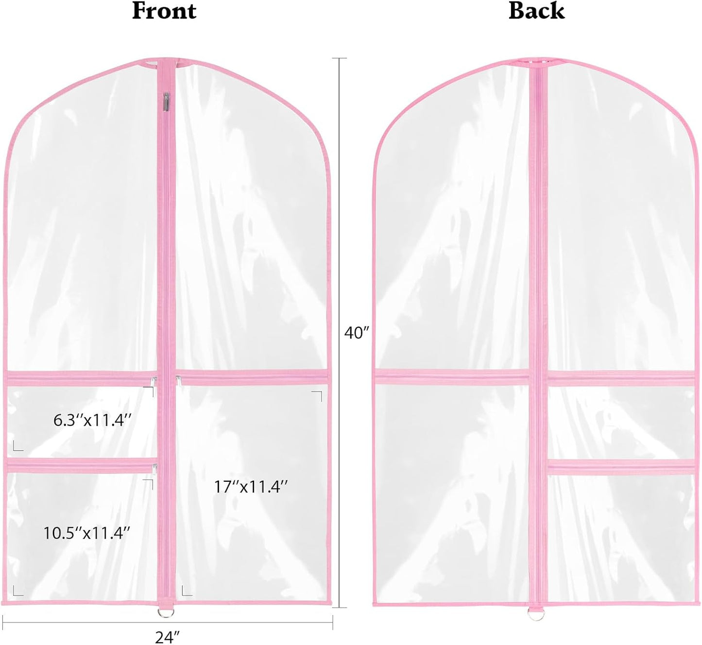 Bolsas ropa transparente baile 40" niños 6 Pzas rosa