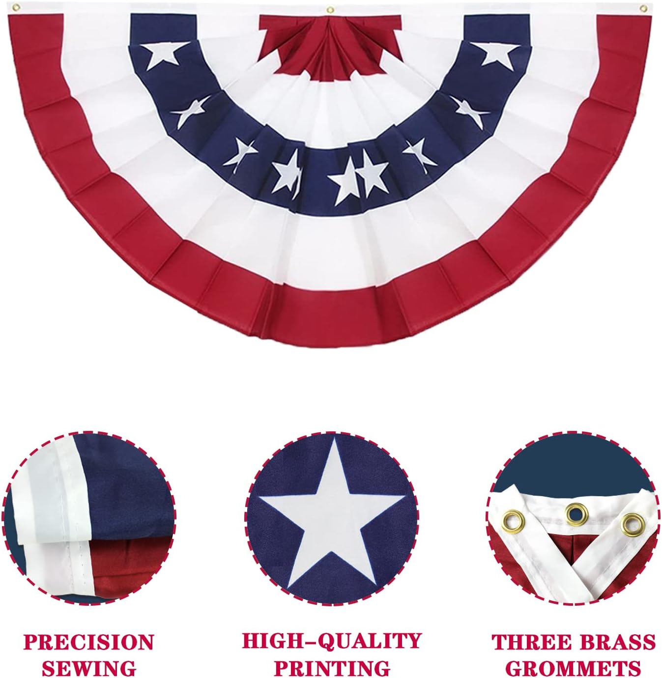 Bandera abanico plisada 3x6ft set 4 decoración 4 de julio