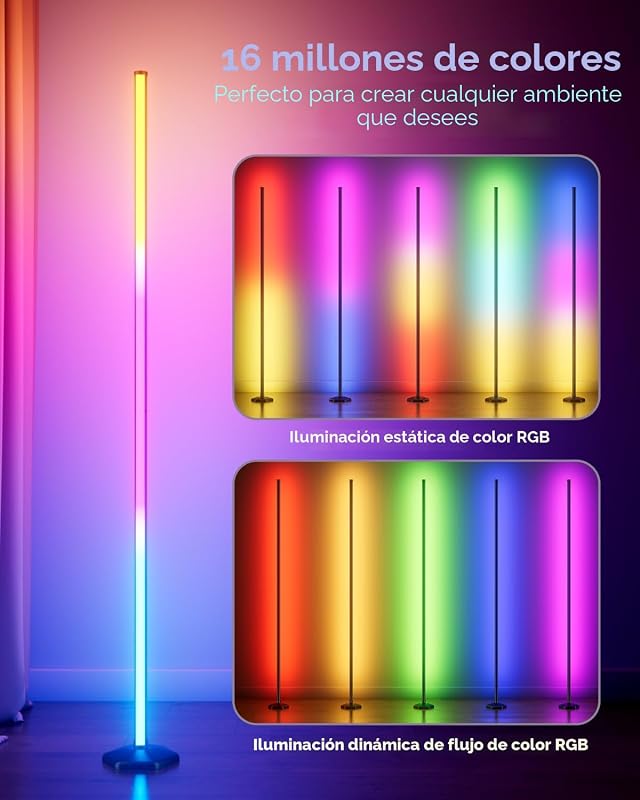 Lámpara pie RGB con control app 16M colores set 2