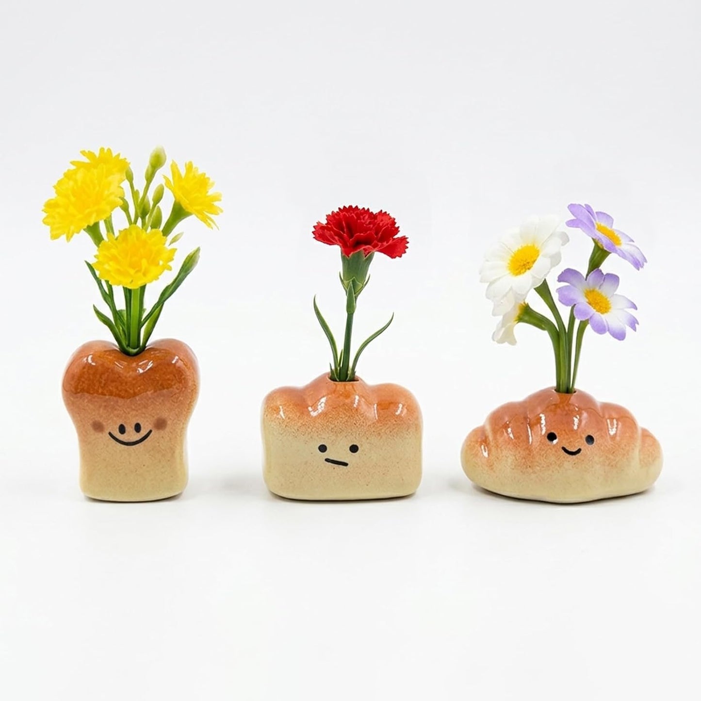 3 Pzas Jarrón Cerámica Forma Pan Magnéticos Decorativos