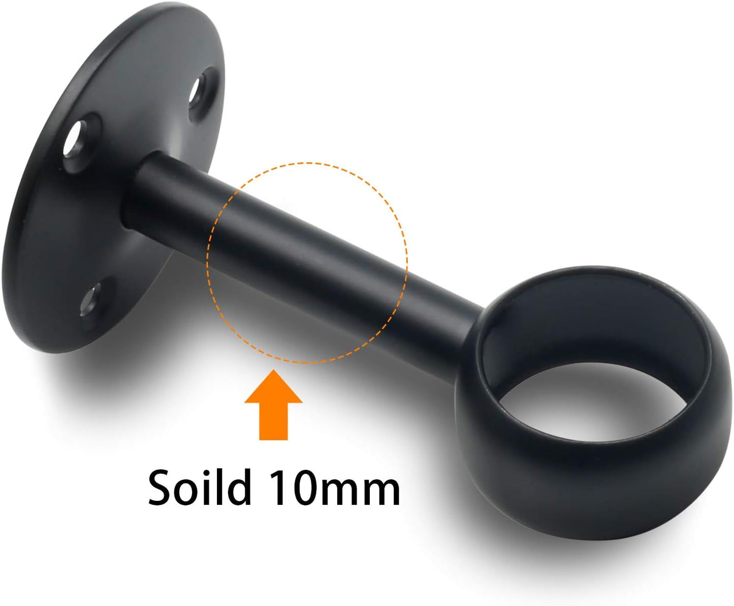 8 Soportes Barra Cortina Acero Inox Negro Mate