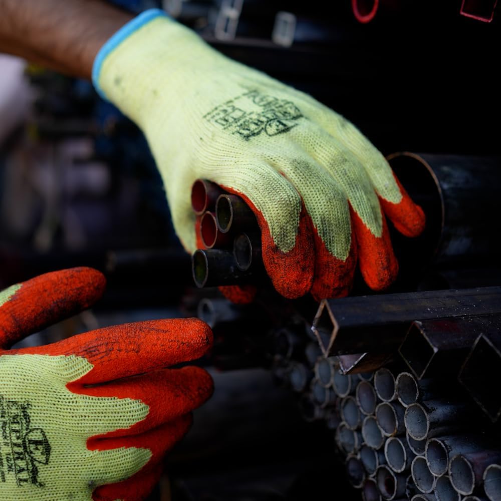 Guantes látex gruesos palma arrugada agarre húmedo
